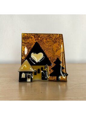 House Pins By Lucinda Vintage Handmade Brooch With Tree & Heart Design 1990s